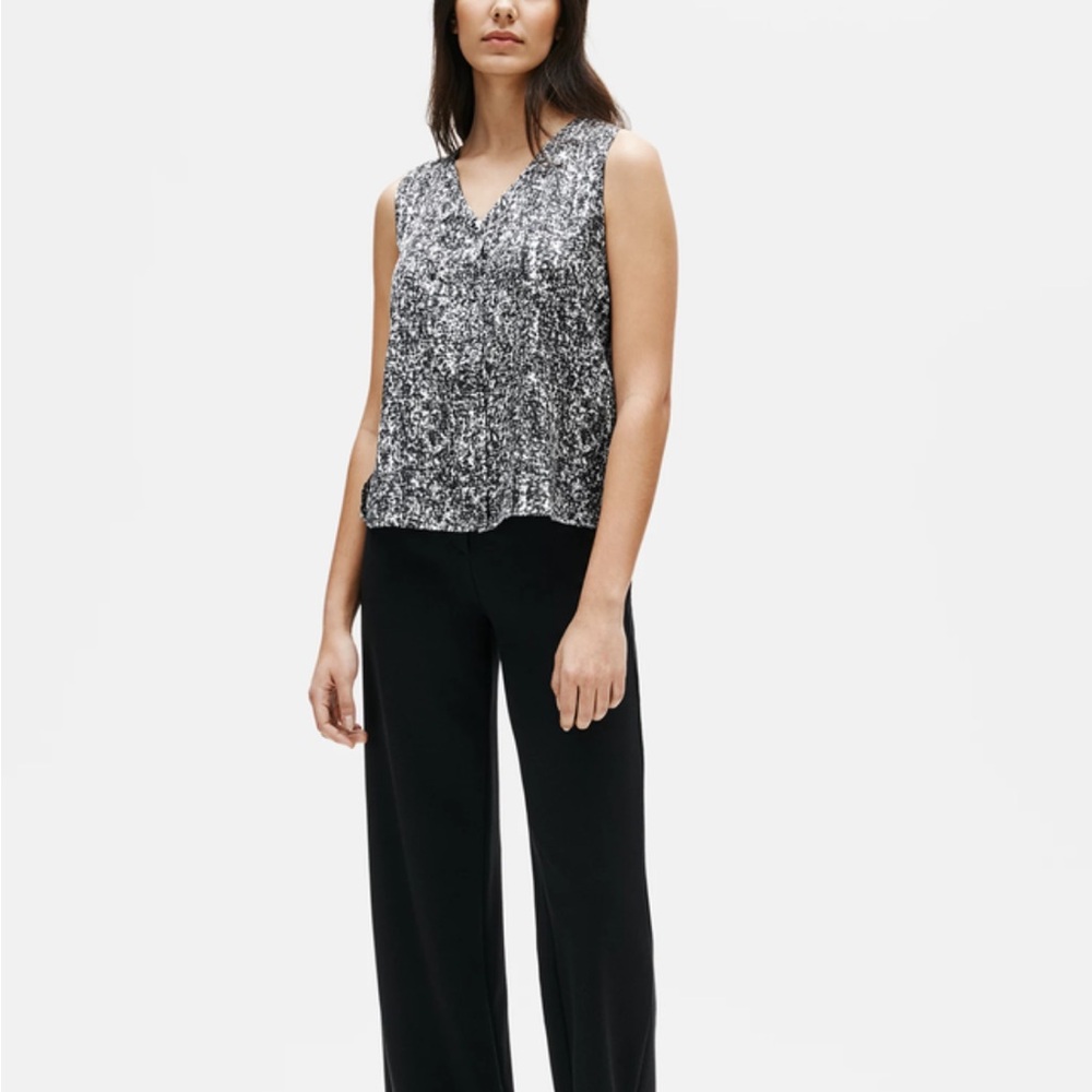 Eileen Fisher Prism Silk Organic Cotton V-Neck Top